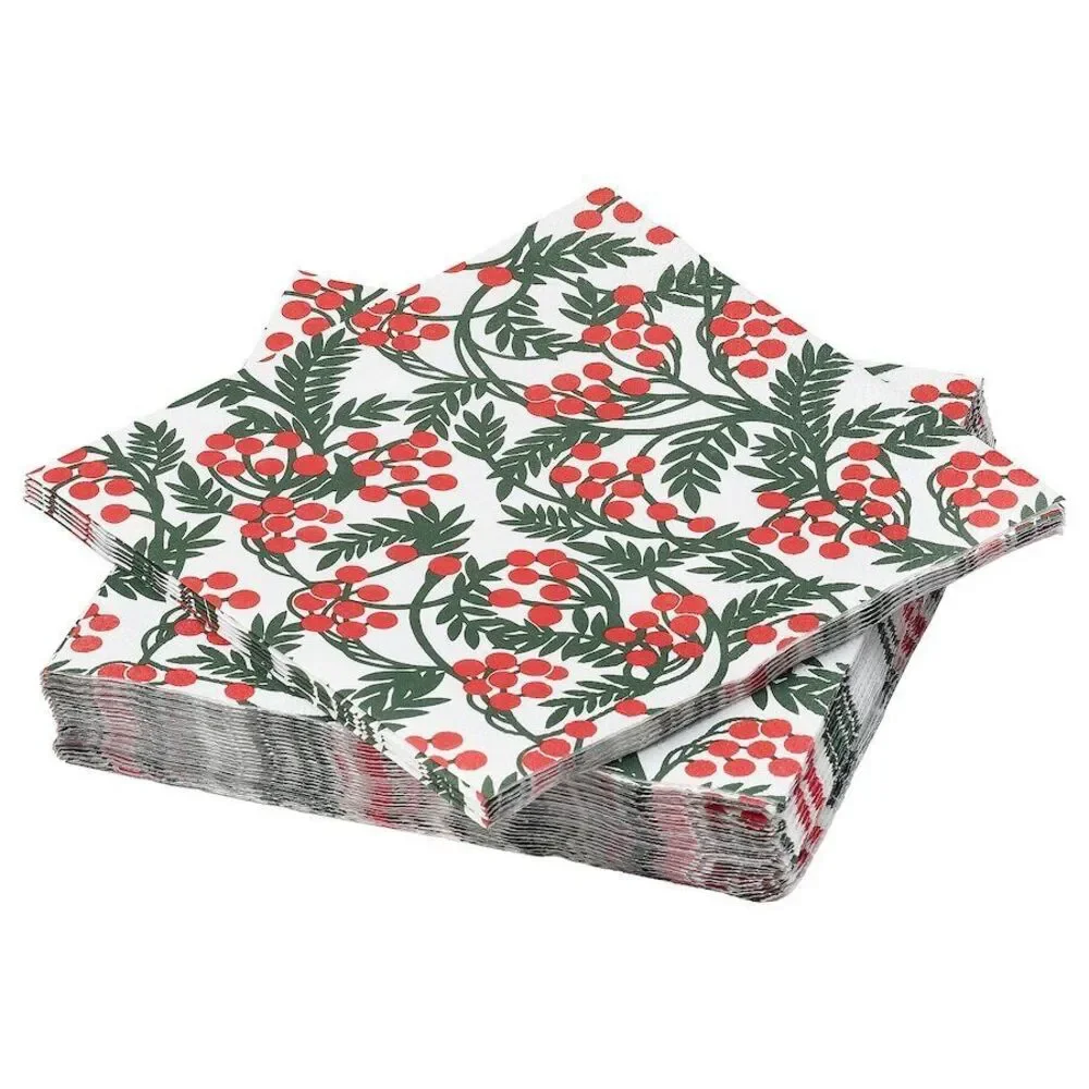 Ikea Vinterfint Paper Napkins Set of 30 Christmas Berry 905.811.36 Fast Ship